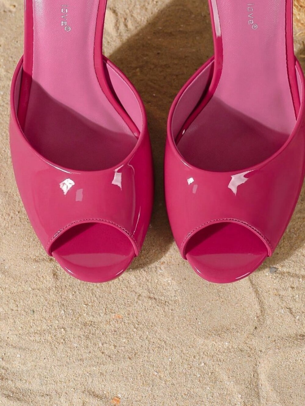 hot Pink Elegant Women's Round Peep Toe Sexy Slide Stiletto High Heel Sandals - Picture 6 of 7